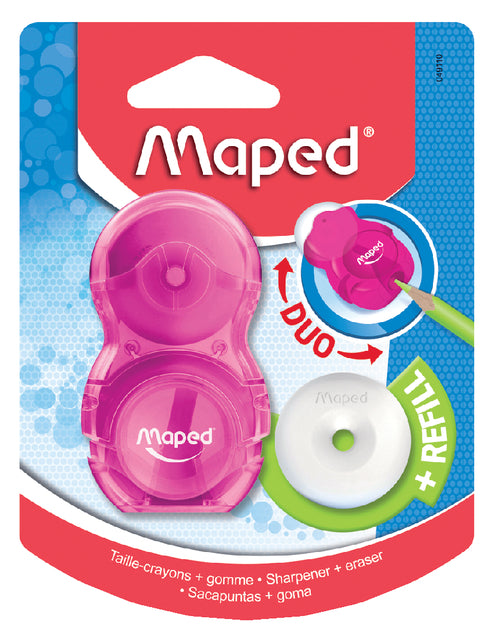 Puntenslijper/gum Maped Loopy blister assorti (per 24 stuks)