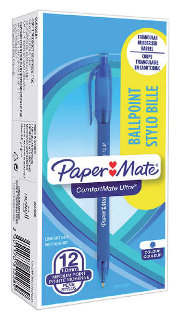 Balpen Paper Mate Comfortmate retractable blauw medium (per 12 stuks)