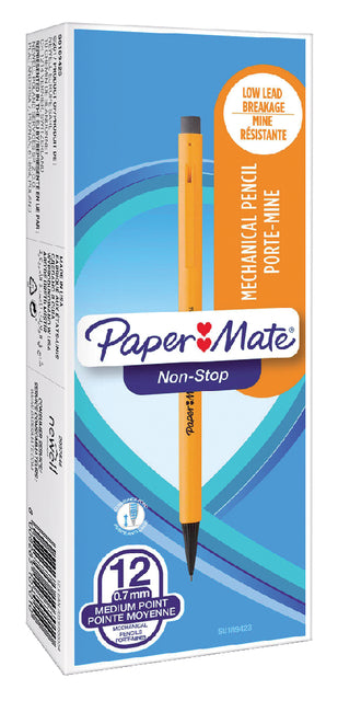 Vulpotlood Paper Mate non stop HB met clip en gum (per 12 stuks)