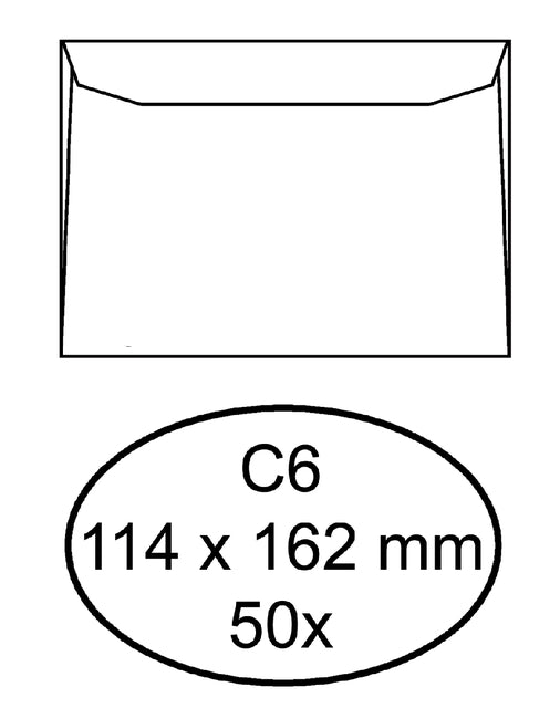 Envelop Hermes bank C6 114x162mm zelfklevend met strip wit (per 10 stuks)