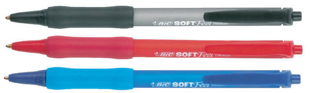 Balpen Bic Soft Feel Clic Grip blauw medium (per 12 stuks)