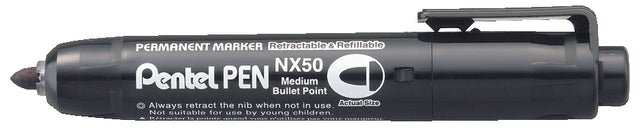 Viltstift Pentel NX50 retractable rond zwart 1.5-3mm