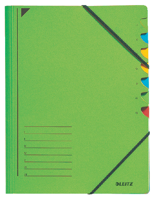 Sorteermap Leitz 7 tabbladen karton groen