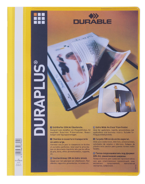 Snelhechtmap Durable Duraplus A4 geel (per 25 stuks)