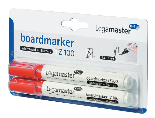 Viltstift Legamaster TZ100 whiteboard rond rood 1.5-3mm 2s