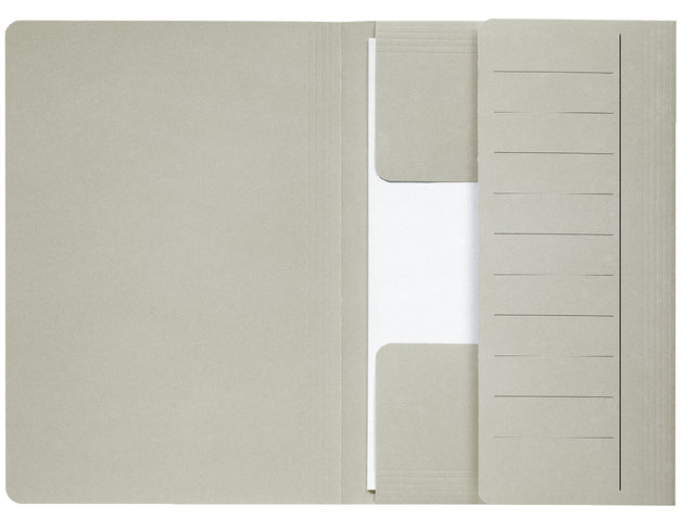 Dossiermap Secolor Mammoet folio 3 kleppen 270gr grijs (per 50 stuks)
