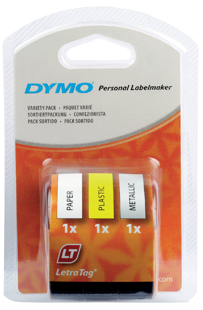 Labeltape Dymo Letratag 91240 3-pack assorti