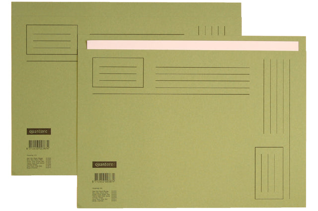 Vouwmap Quantore A4 ongelijke zijde 230gr groen (per 10 stuks)