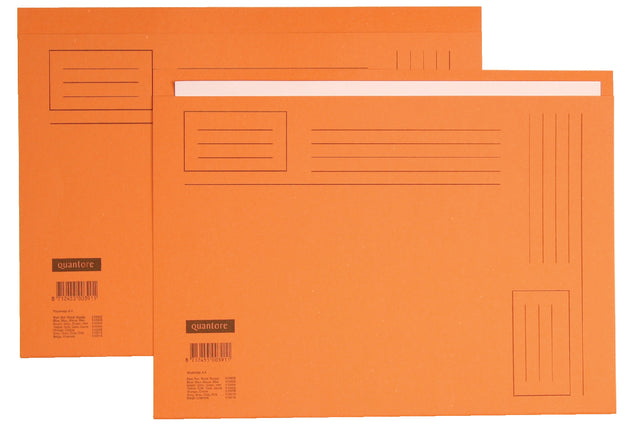 Vouwmap Quantore Folio ongelijke zijde 230gr oranje (per 10 stuks)