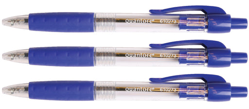 Balpen Quantore Grip drukknop blauw medium (per 12 stuks)