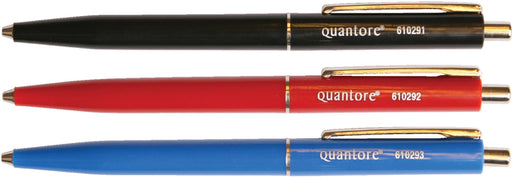 Balpen Quantore drukknop met metalen clip zwart medium (per 50 stuks)