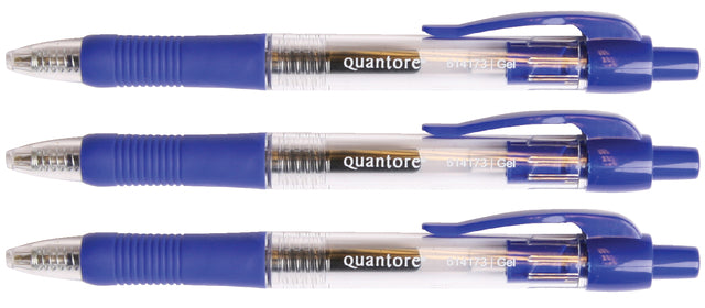 Gelschrijver Quantore grip drukknop 0.7mm blauw (per 12 stuks)