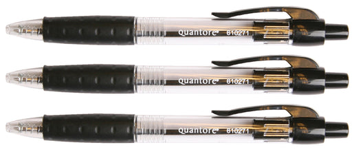 Balpen Quantore Grip drukknop zwart medium (per 12 stuks)