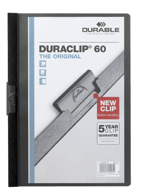 Klemmap Durable Duraclip A4 6mm 60 vellen zwart